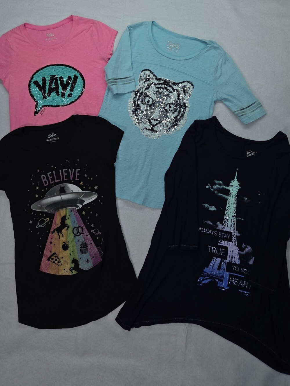 Justice Girls Size 10 & 12 Graphic Sequin Sparkles T-Shirt